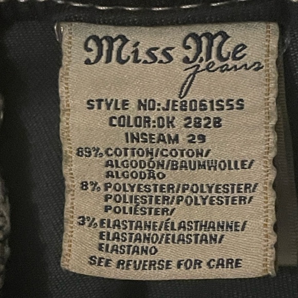 Miss Me Signature Skinny Jeans Dark Blue Size 28 - Picture 3 of 16
